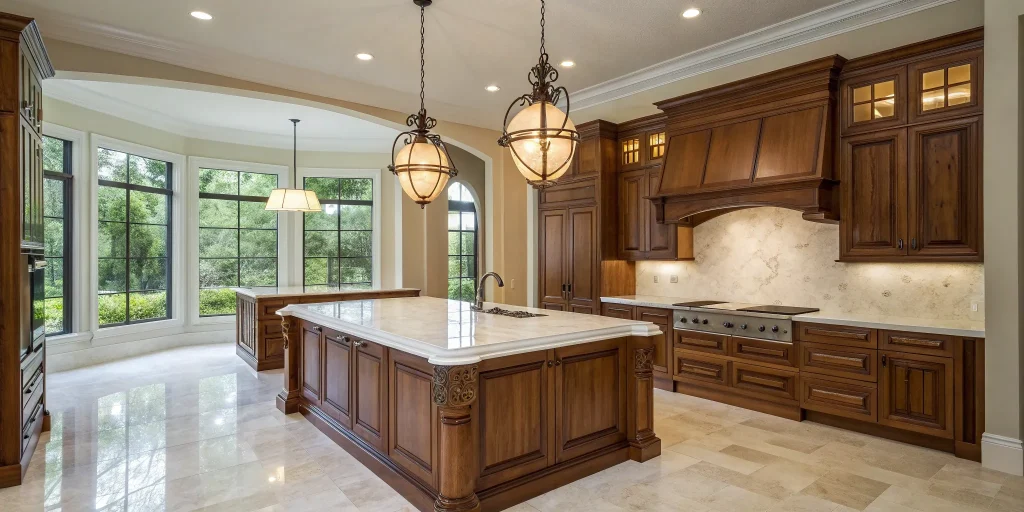 The cost to build a large custom kitchen island with a marble countertop.