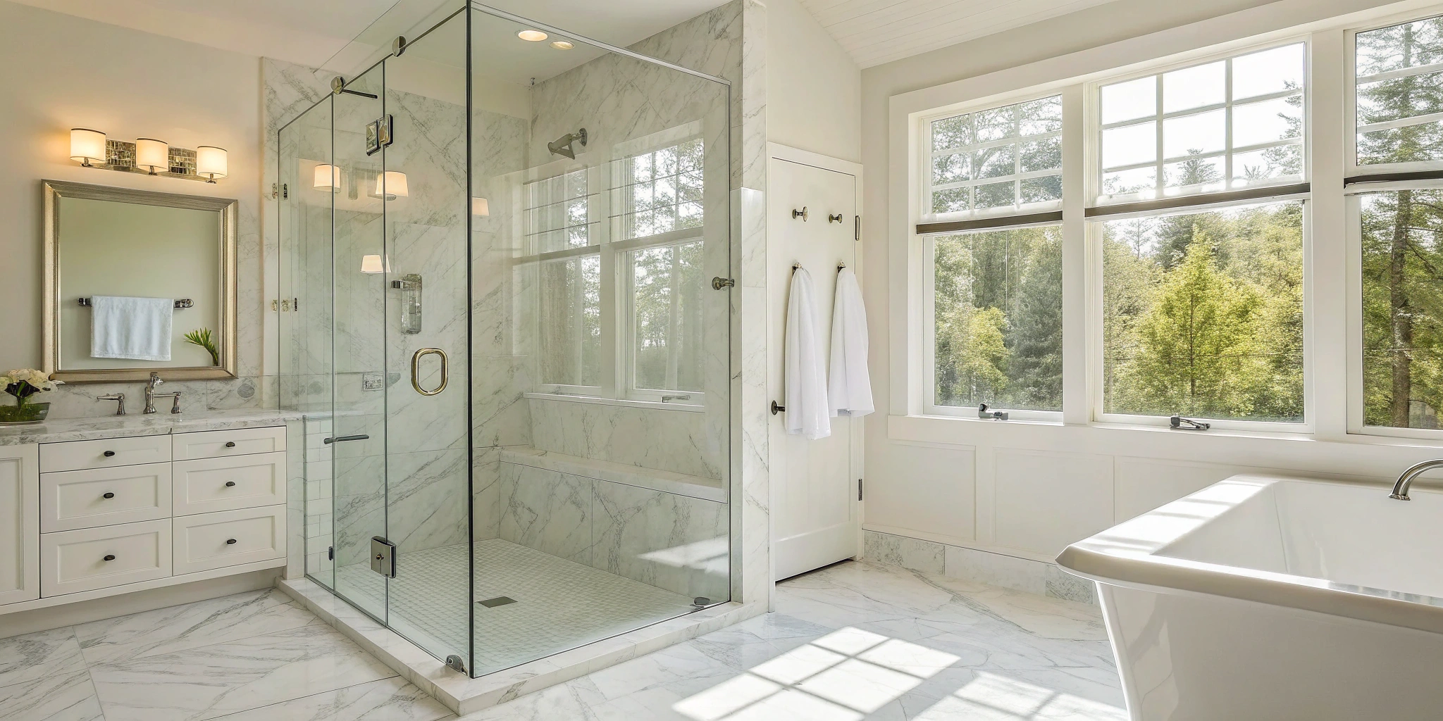 A tub to shower conversion by San Diego contractors resulting in a modern walk-in shower.