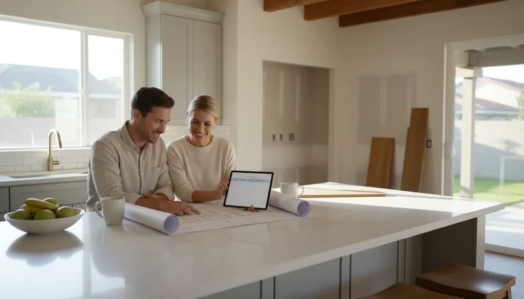Homeowners planning home remodel financing for a kitchen renovation