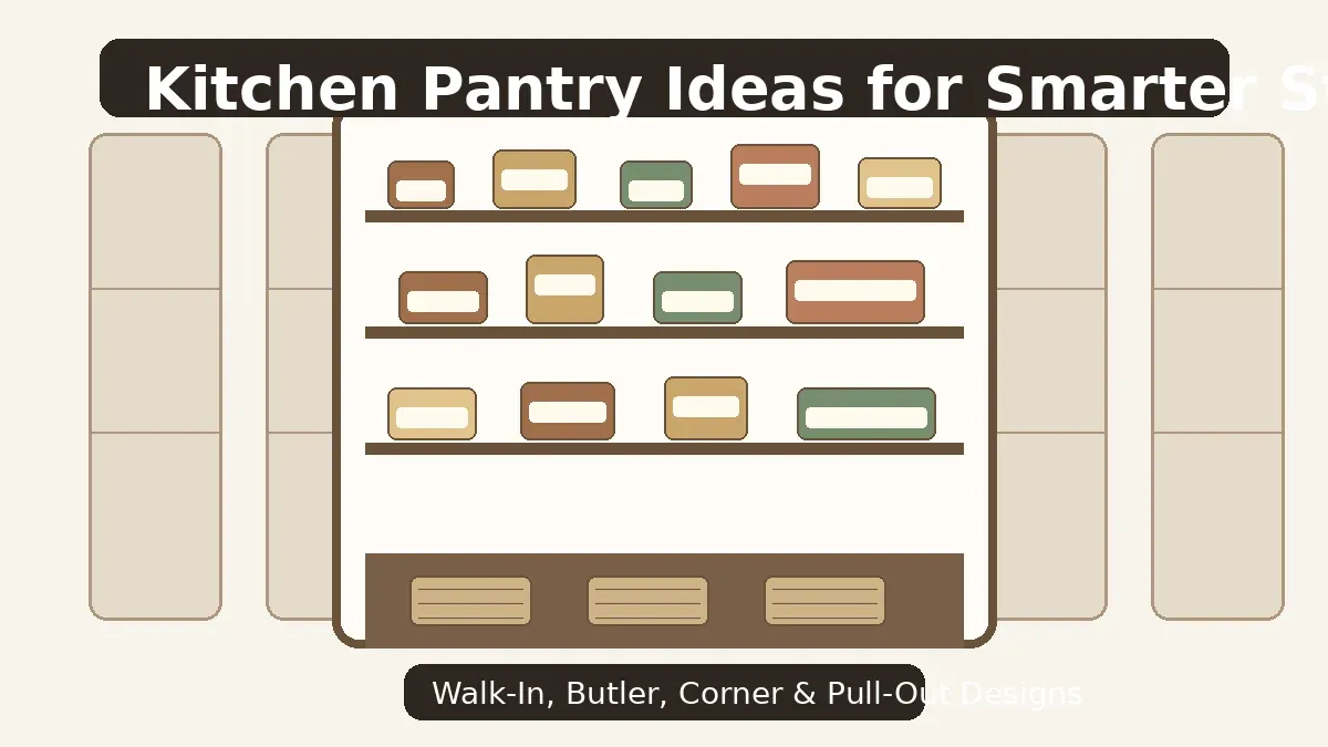 Kitchen pantry ideas with organized shelves, baskets, and storage zones